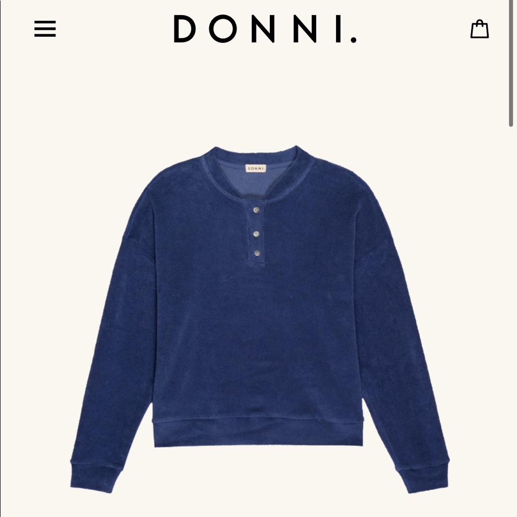 Donni Terry Loungewear Set, In Navy, Size Small.